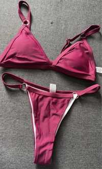 Burgundowe bikini roz S