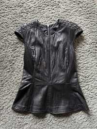 TOP Peplum em pele Sisley