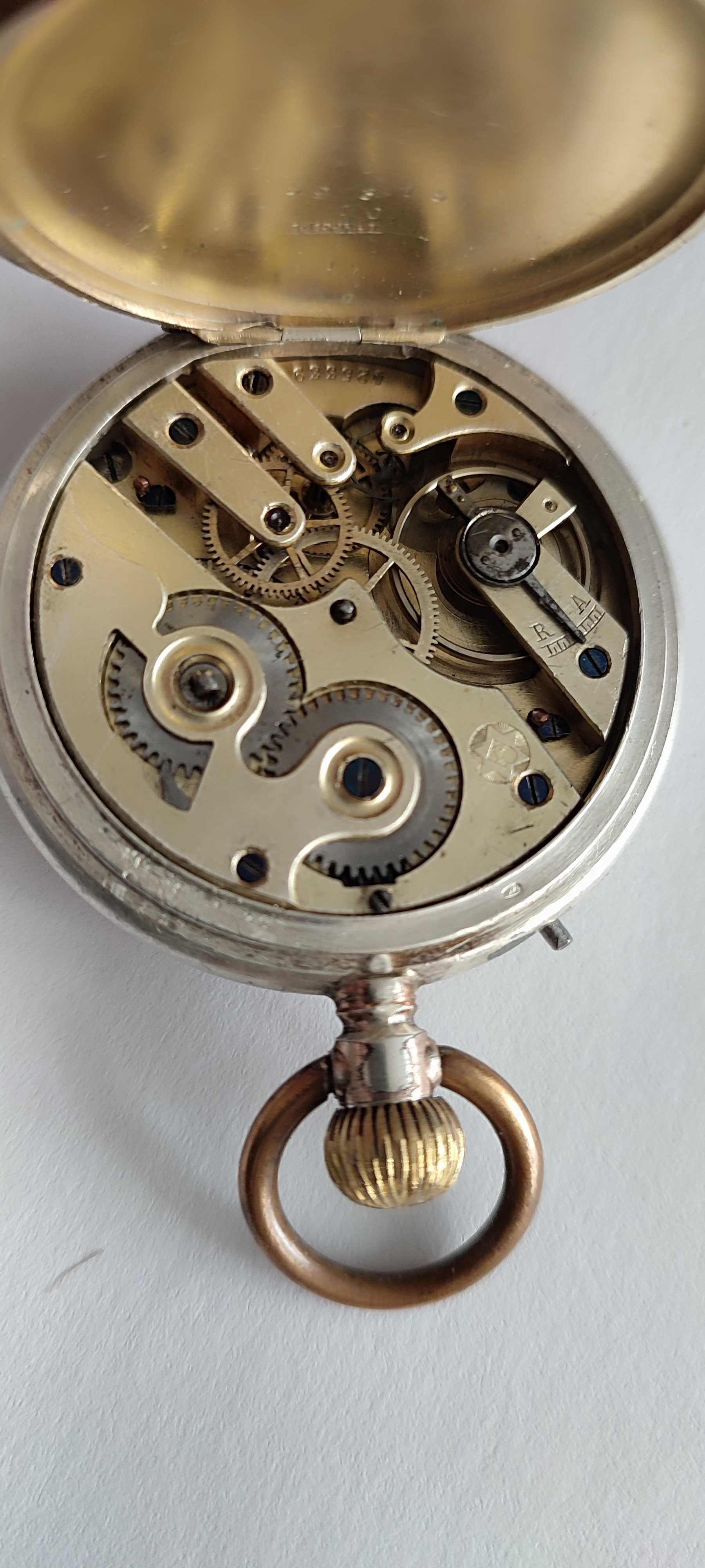 Zegarek kieszonkowy srebrny 0-800 sprawny