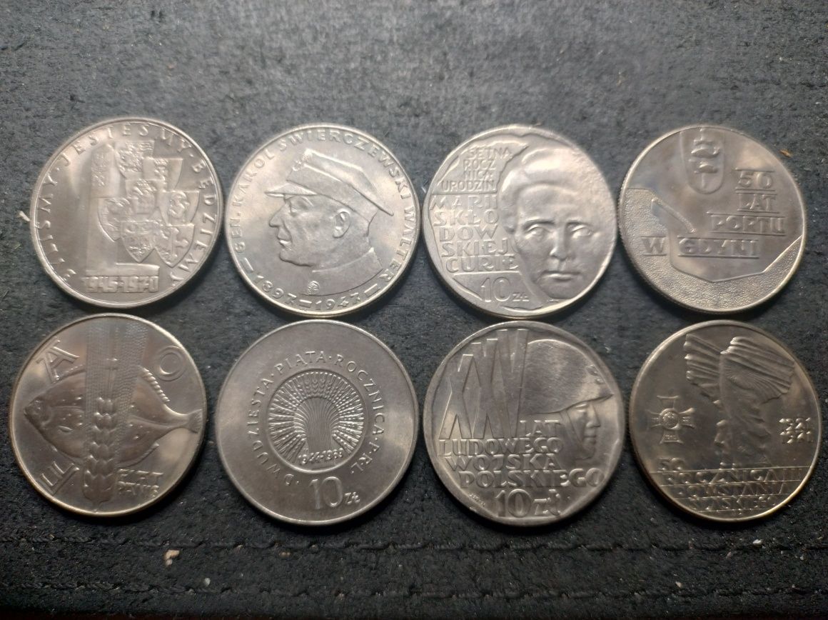 PRL 8 monet 10 złotych 1967-72 okołomennicze