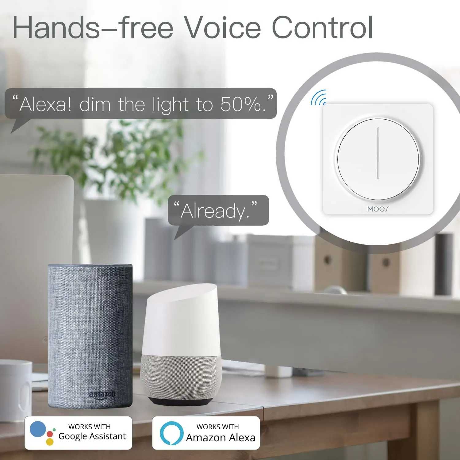 Smart Dimmer Switch Wi-Fi, Smart Life Tuya