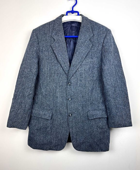 Marynarka wełniana HARRIS TWEED vintage szara elegancka r. 50