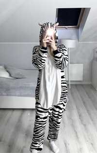 kigurumi damskie zebra piżama jednoczęściowa