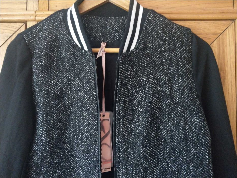 Nowa Elegancka Wełniana Paris Sweewe Piekna kurtka M/L żakiet jodełka