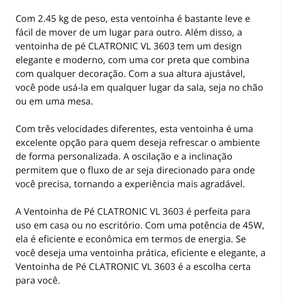 Ventoinha com pé clatronic