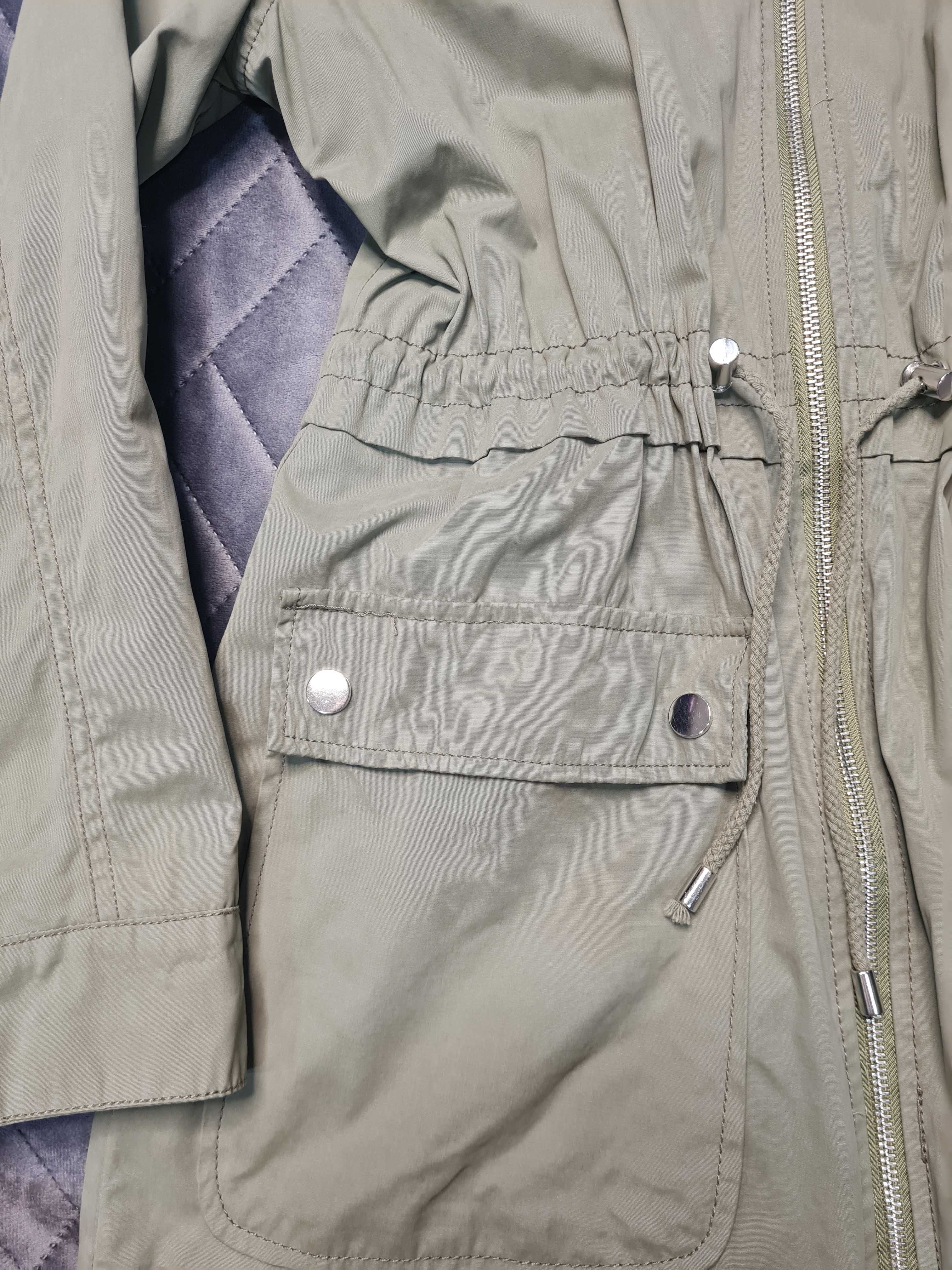 Jesienna parka kurtka zielona khaki 34