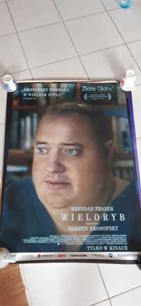 stary plakat kinowy z filmu wieloryb , brendan fraser film oscarowy