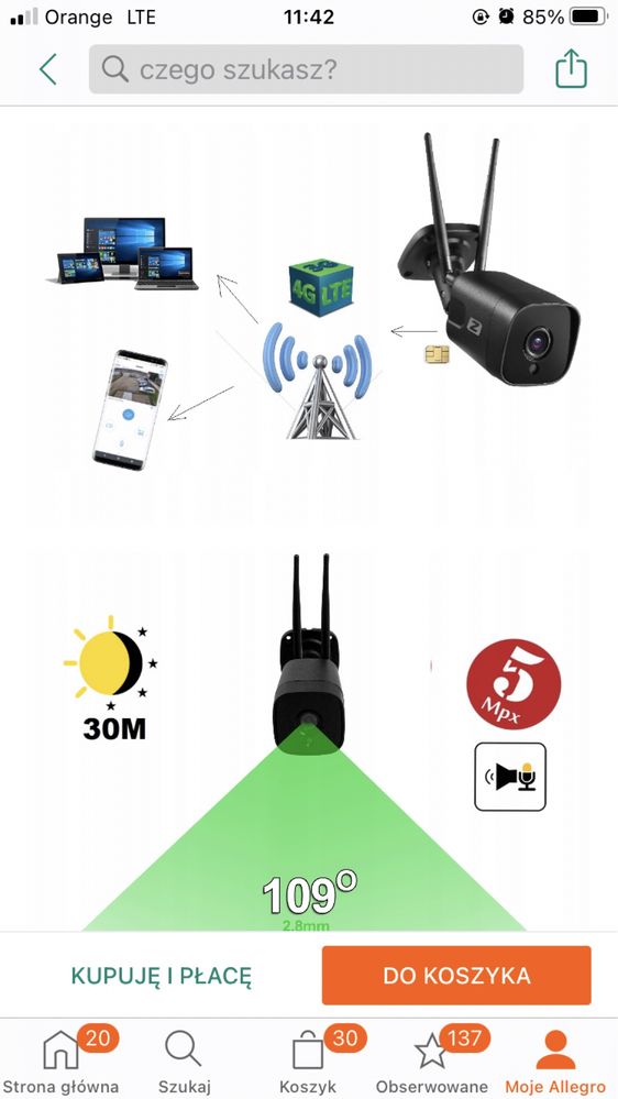 Kamera zewnętrzna 3G 4G IP GSM 5Mpx zintronic A5