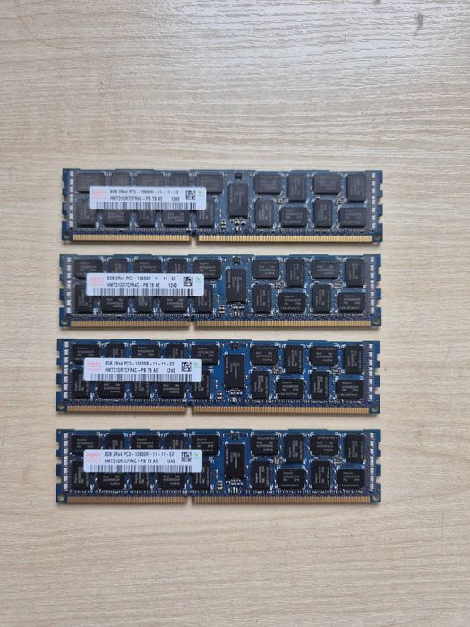 4 sztuki - PAMIEĆ RAM HYNIX 8GB 2Rx4 PC3-12800R HMT31GR7CFR4C-PB