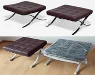 Podnóżek Stool Barcelona, van der Rohe - skóra ciemny brąz dwie sztuki