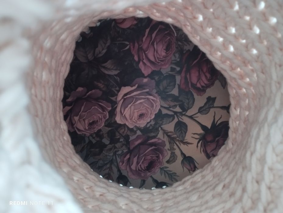 Ręcznie robiona torebka baryłka na szydełku drewniane piękne dno