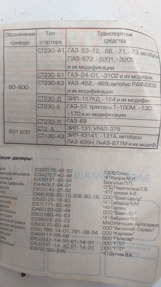 Привод стартіра ГАЗ. ЗІЛ. УАЗ