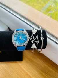 Niebieski zegarek + 4x bransoletki.