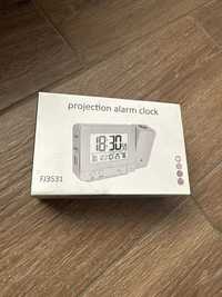 Srebrny FJ3531 Alarm z projekcją zegar cyfrowy