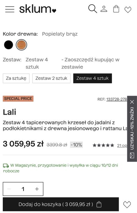 Zestaw 4 krzesel drewnianych