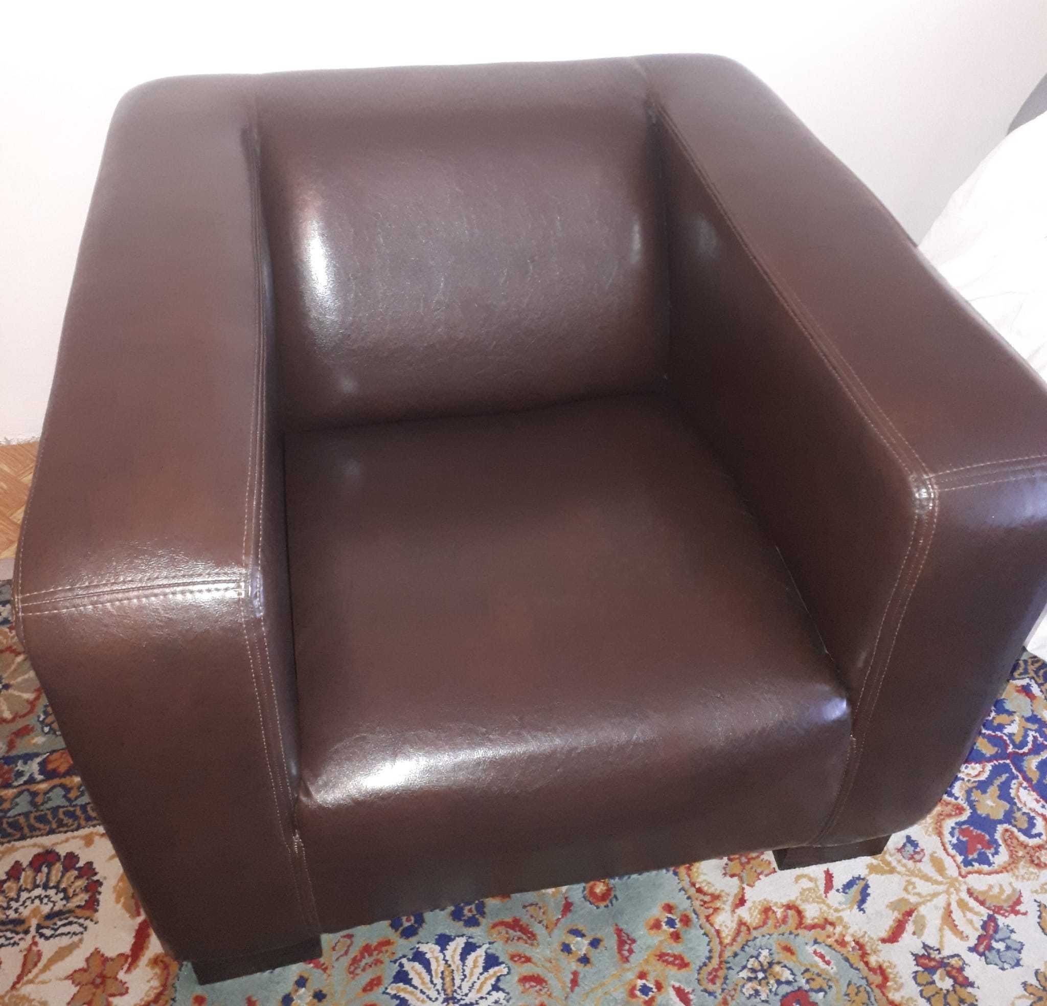 fotel brązowy ekoskóra, bez śladów użytkowania
