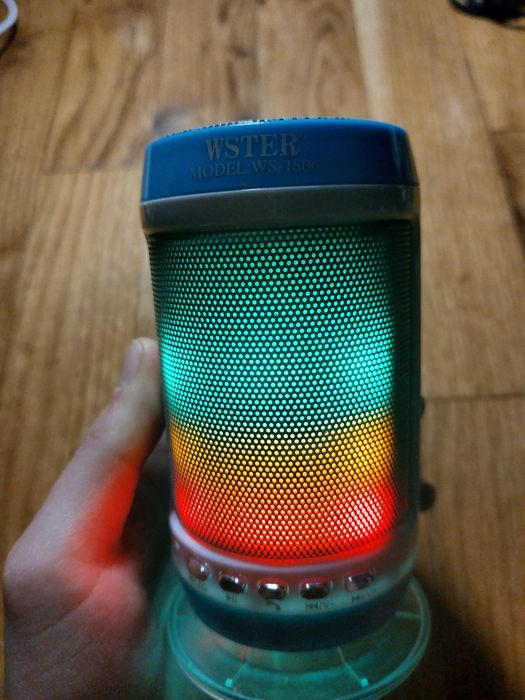 Портативна Bluetooth колонка зі світломузикою WSTER WS-1806 FM, AUX, U