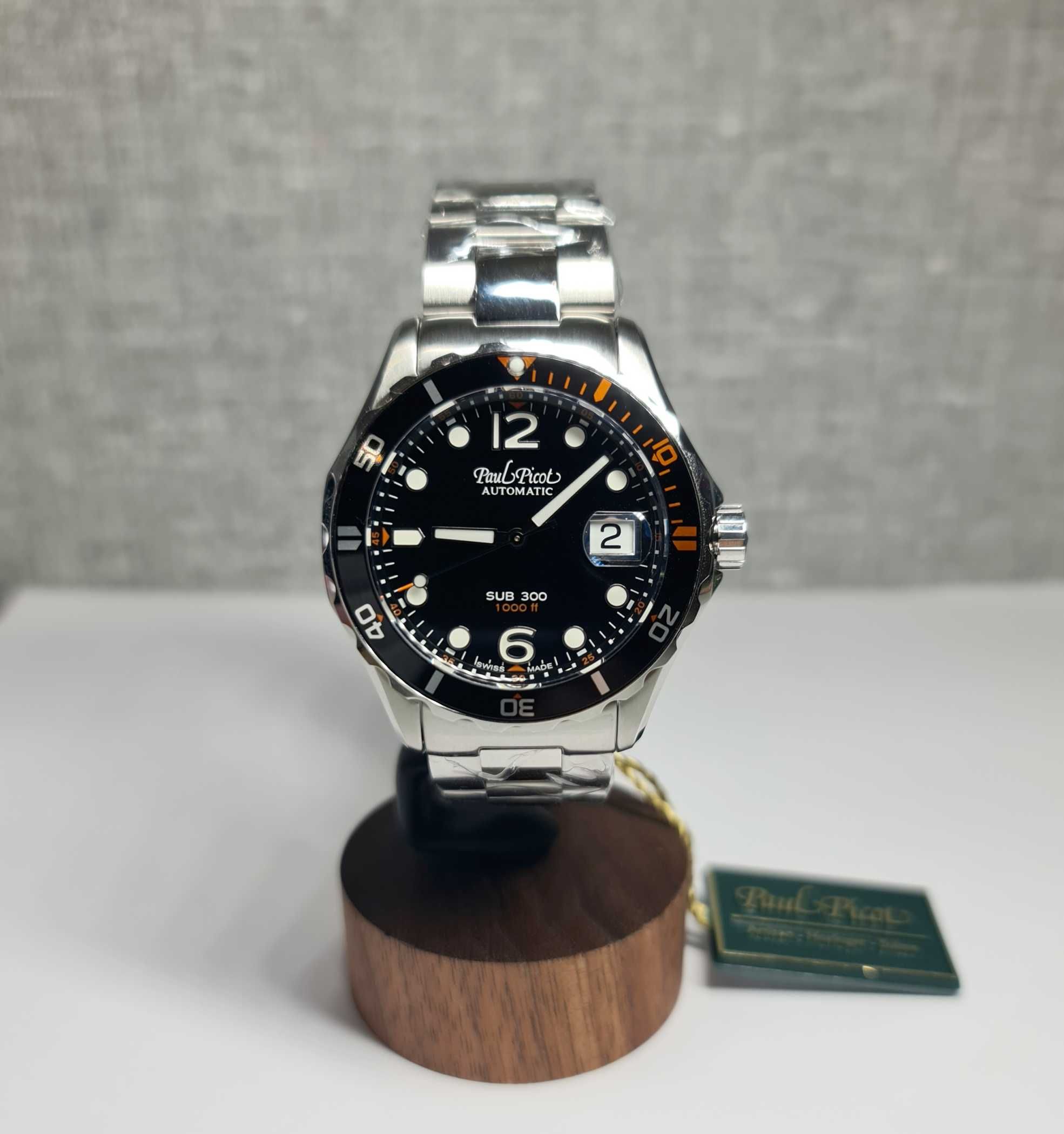 Чоловічий годинник Paul Picot SUB 300 Black ref. 9753 Automatic новий