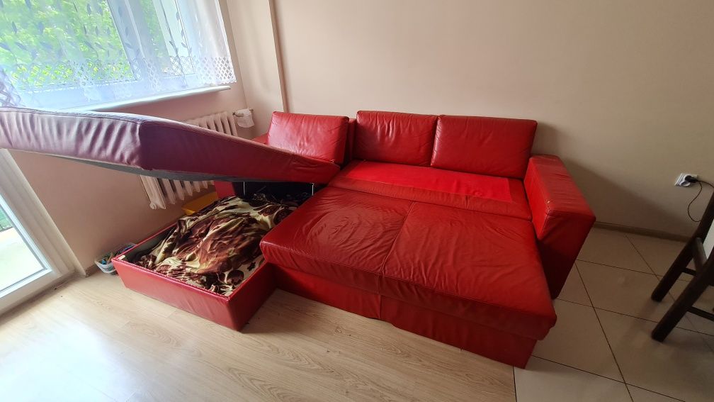 Narożnik/ sofa rozkładana czerwona
