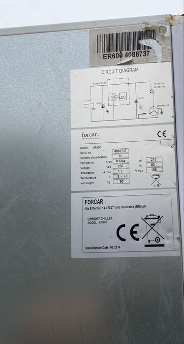 Frigorifico vertical industrial 550 Lt