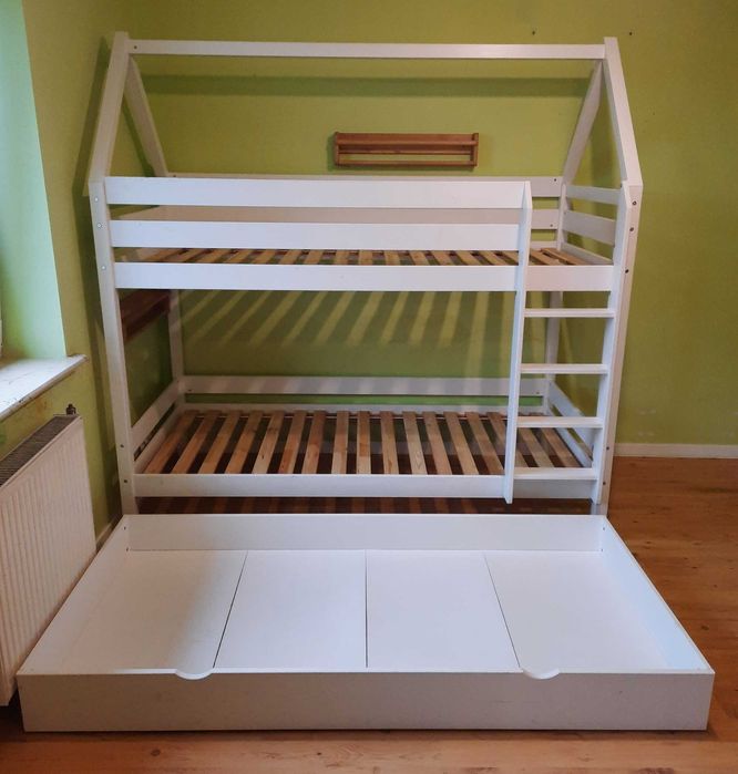 Łóżko piętrowe dla dzieci domek PAWEŁ i GAWEŁ z szufladą Agata