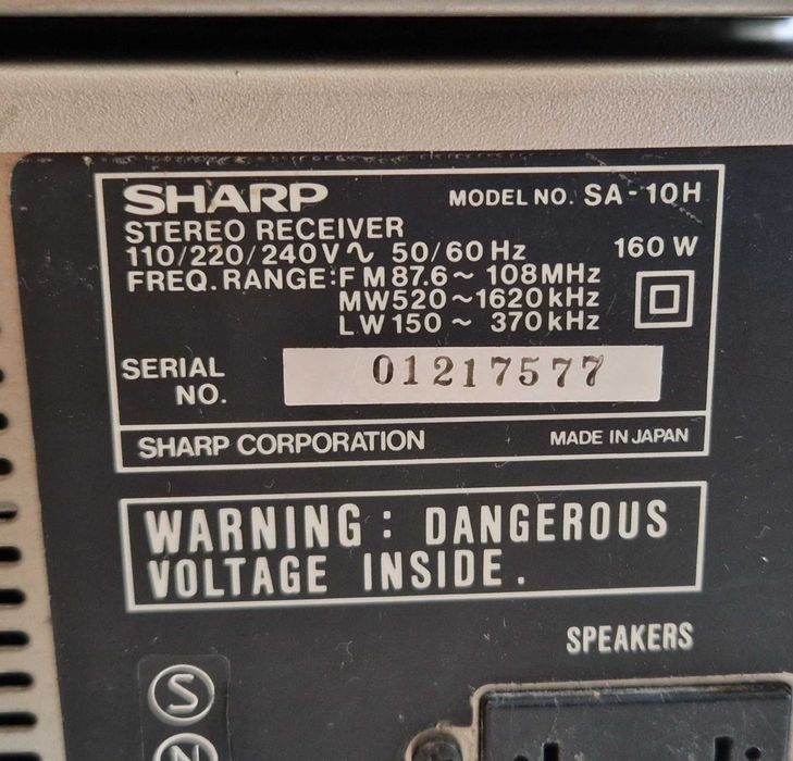 Wieża Sharp Magnetofon RT-10H i Amplituner SA-10H z głośnikami CP-N50H