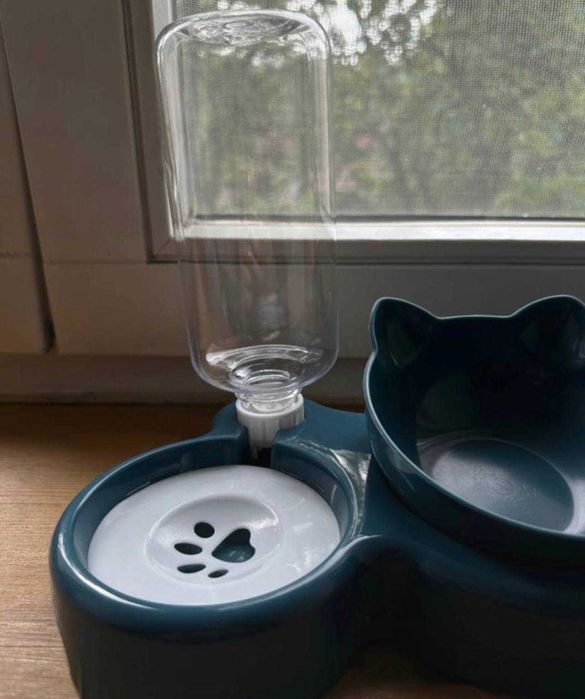 Miska Podwójna dla Psa Kota z Dozownikiem Wody Bidon