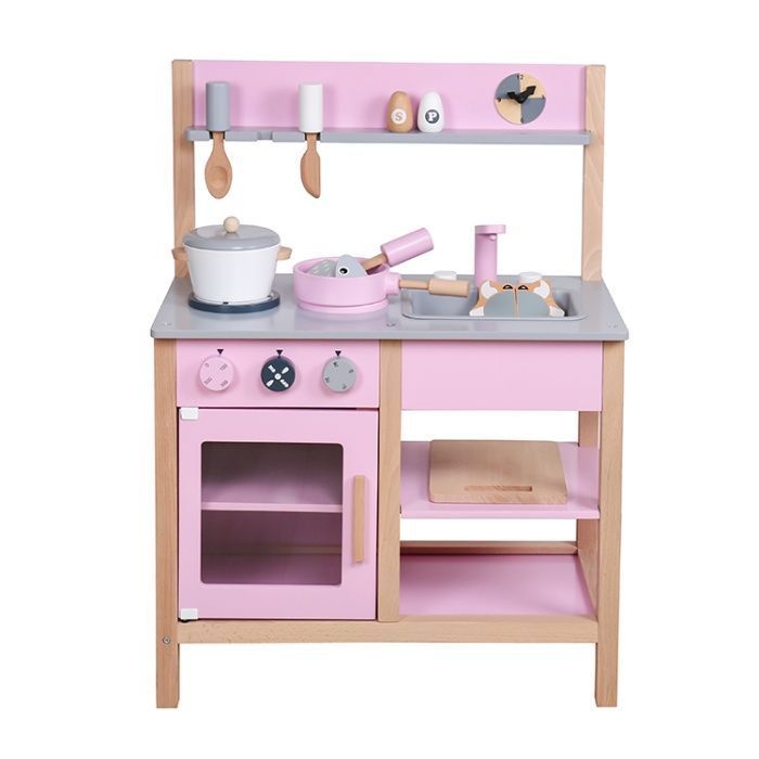 Drewniana kuchnia dla dziewczynki dla dziecka dzieci różowa ŚLICZNA !