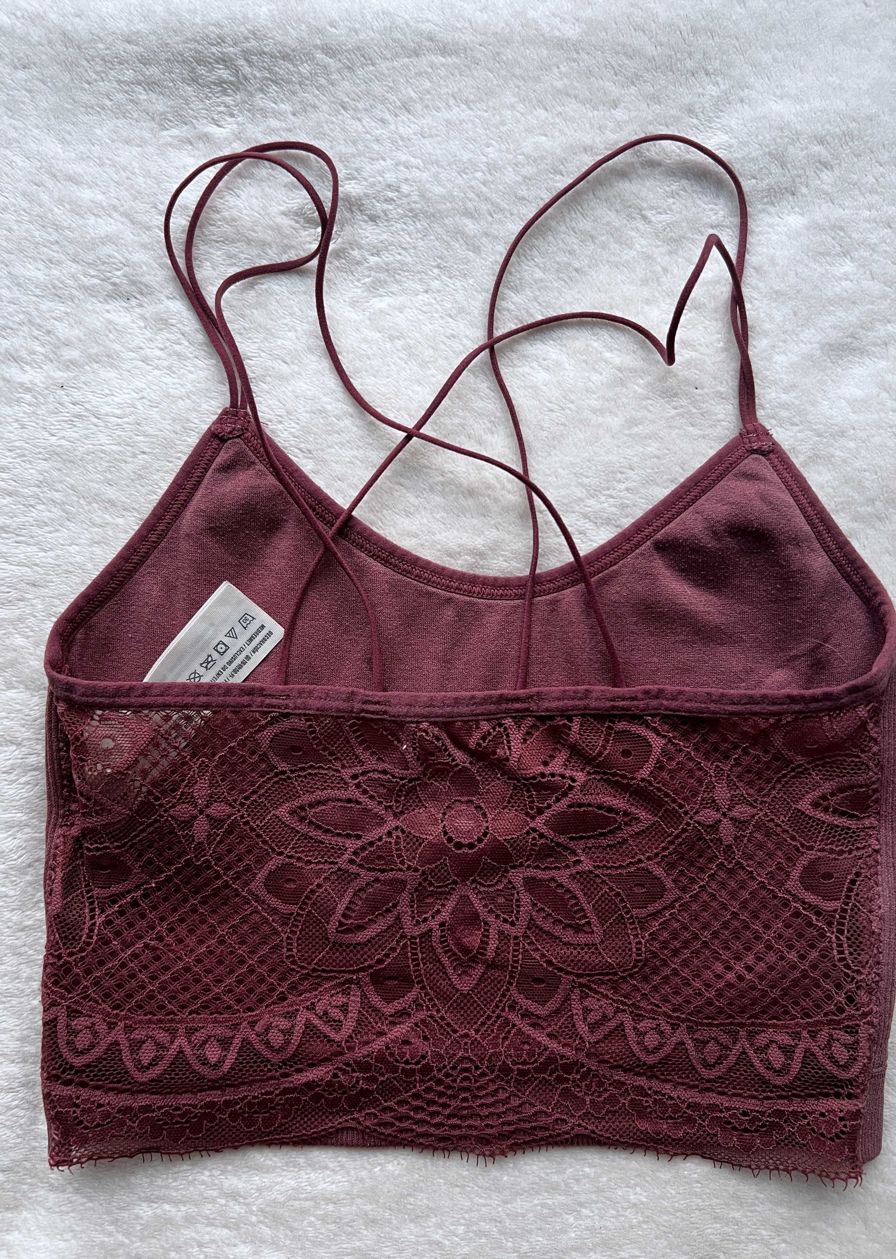 Burgundowy koronkowy top Gilly Hicks - rozm. XS