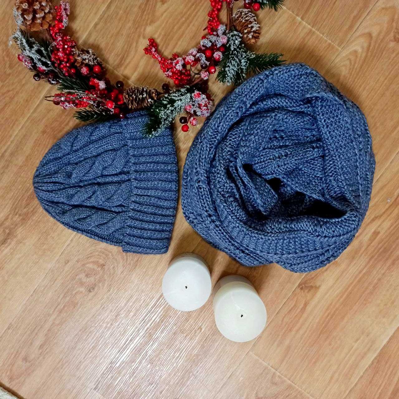 Зимовий набір шапка та снуд для жінок та дівчат