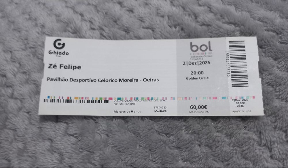 Bilhete concerto ze fiipe