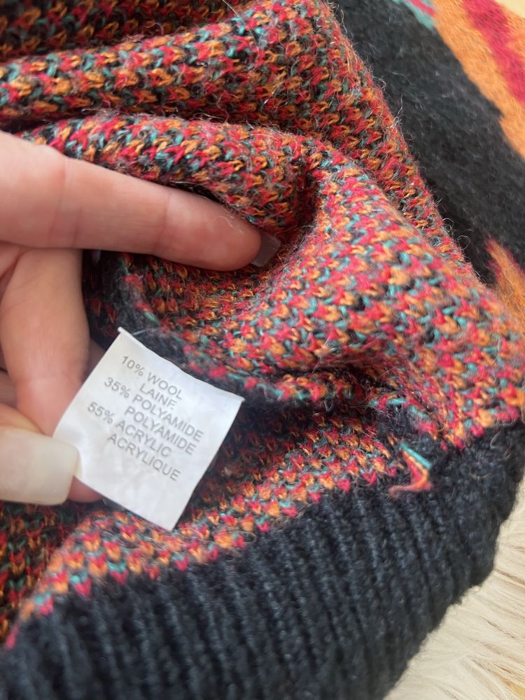 Sweter kwiaty varlesca welniany serek cieply zimowy bluza