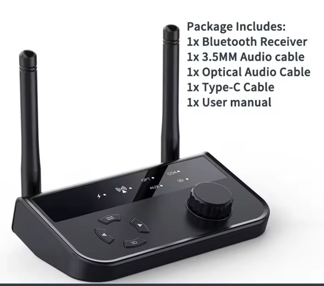 Аудіо приймач Bluetooth 5.3, ресивер, приемник aux, оптика, коаксиал