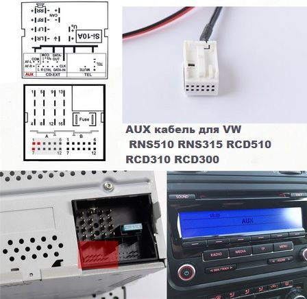 Кабель/Bluetooth AUX Audi, VW для RCD 210 310 510 MFD RNS, Audi RNS-E