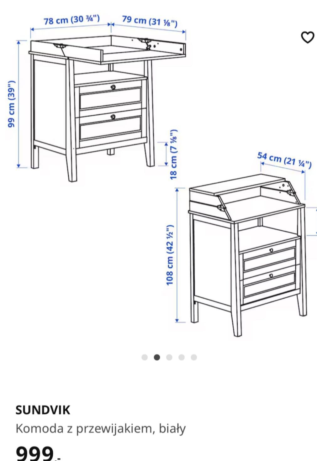 Sprzedam komoda z przewijakiem IKEA SUNDVIK