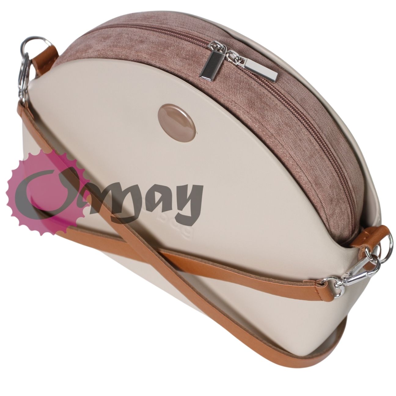 organizer OBAG MOON LIGHT welur karmelowy piasek 2kieszenie wkład OMAY