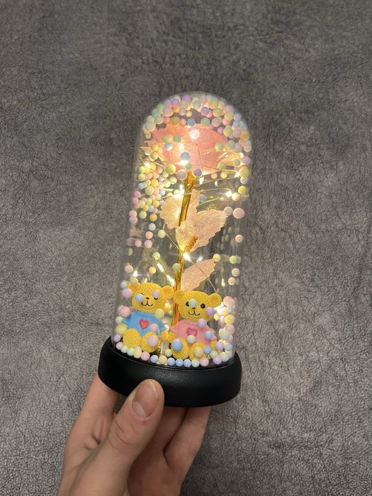 Роза в колбе‼️Мишки с розой в колбе / романтический подарок