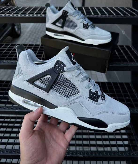 !SALE! Nike Air Jordan Retro 4 Light Grey Black 41 42 43 44 45 46