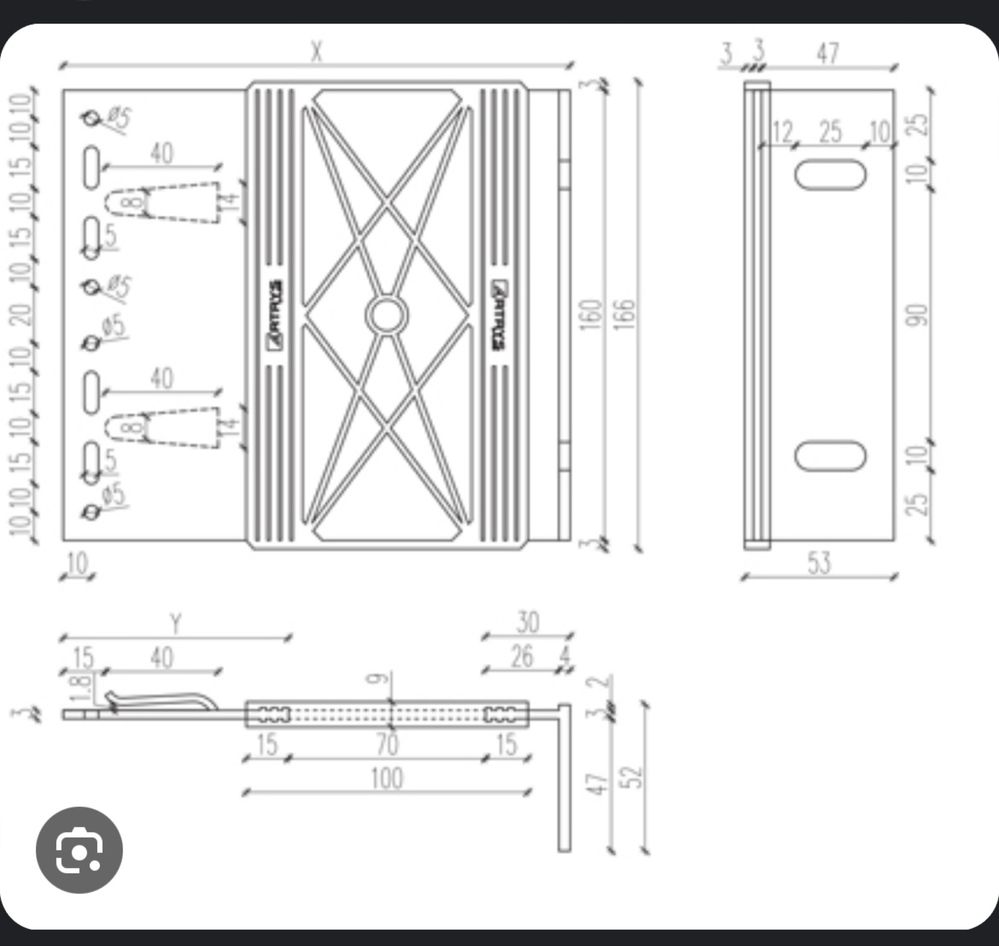 ARTRYS BRACKET LARGE PASSIVE 19 konsole pasywne konsola pasywna 160 mm