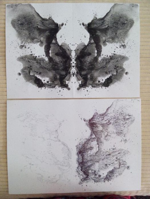 Pintura desenho original Rorscharch pontilhismo quadro PORTES GRÁTIS