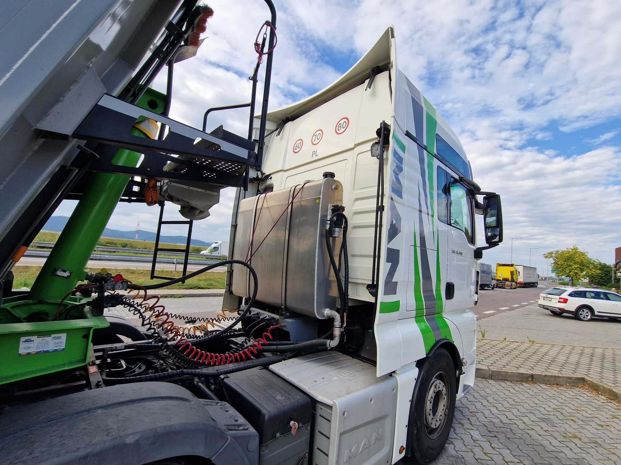 Ciągnik Man TGX 480 3 osiowy, naczepa wywrotka