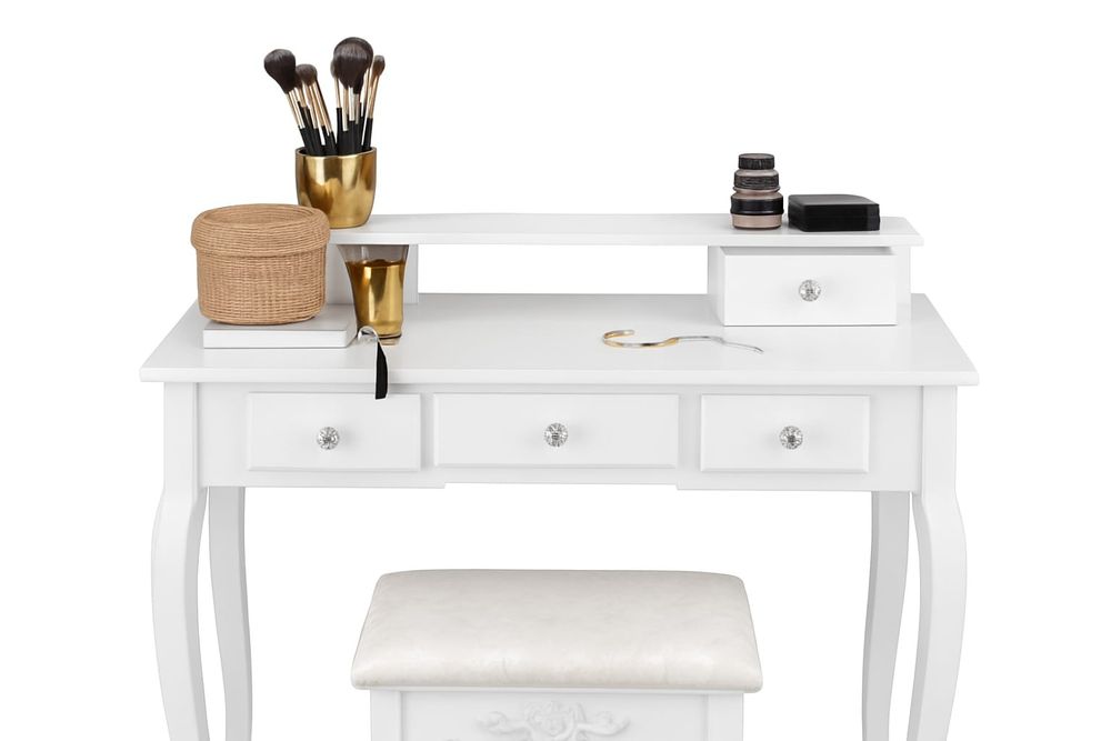 Toaletka kosmetyczna z taboretem elegancka, biała
