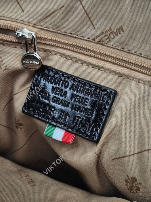 Мужская кожаная итальянская сумка VERA PELLE. Шкіряна сумка