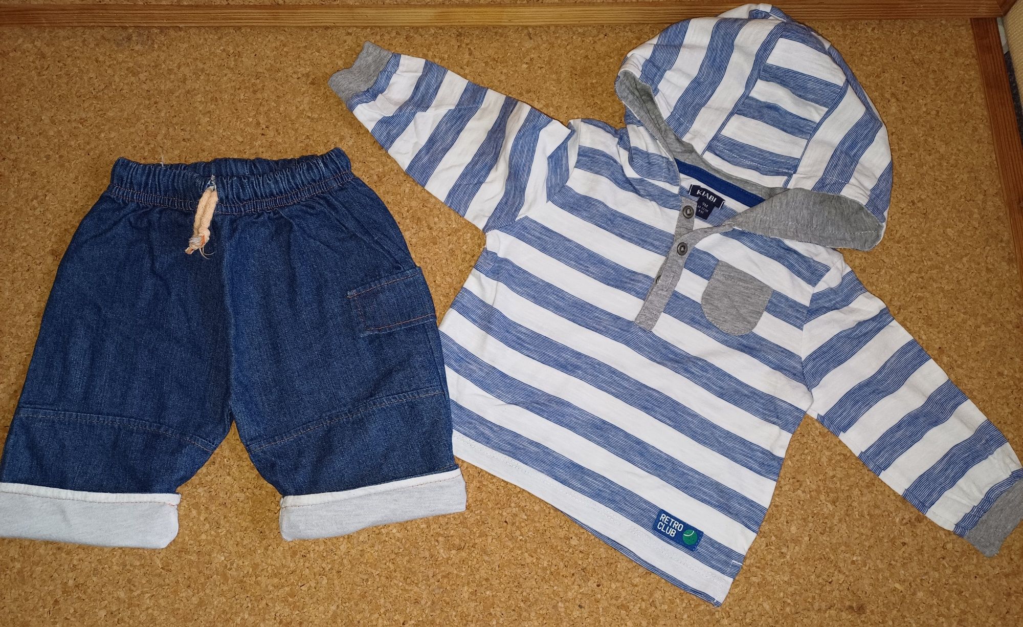 Conjunto de calções e camisola de capuz, 9 meses, menino, criança.