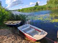 Domki nad rzeką i jeziorem Mazury k. Ełku, bania, sauna, łódka, kajaki