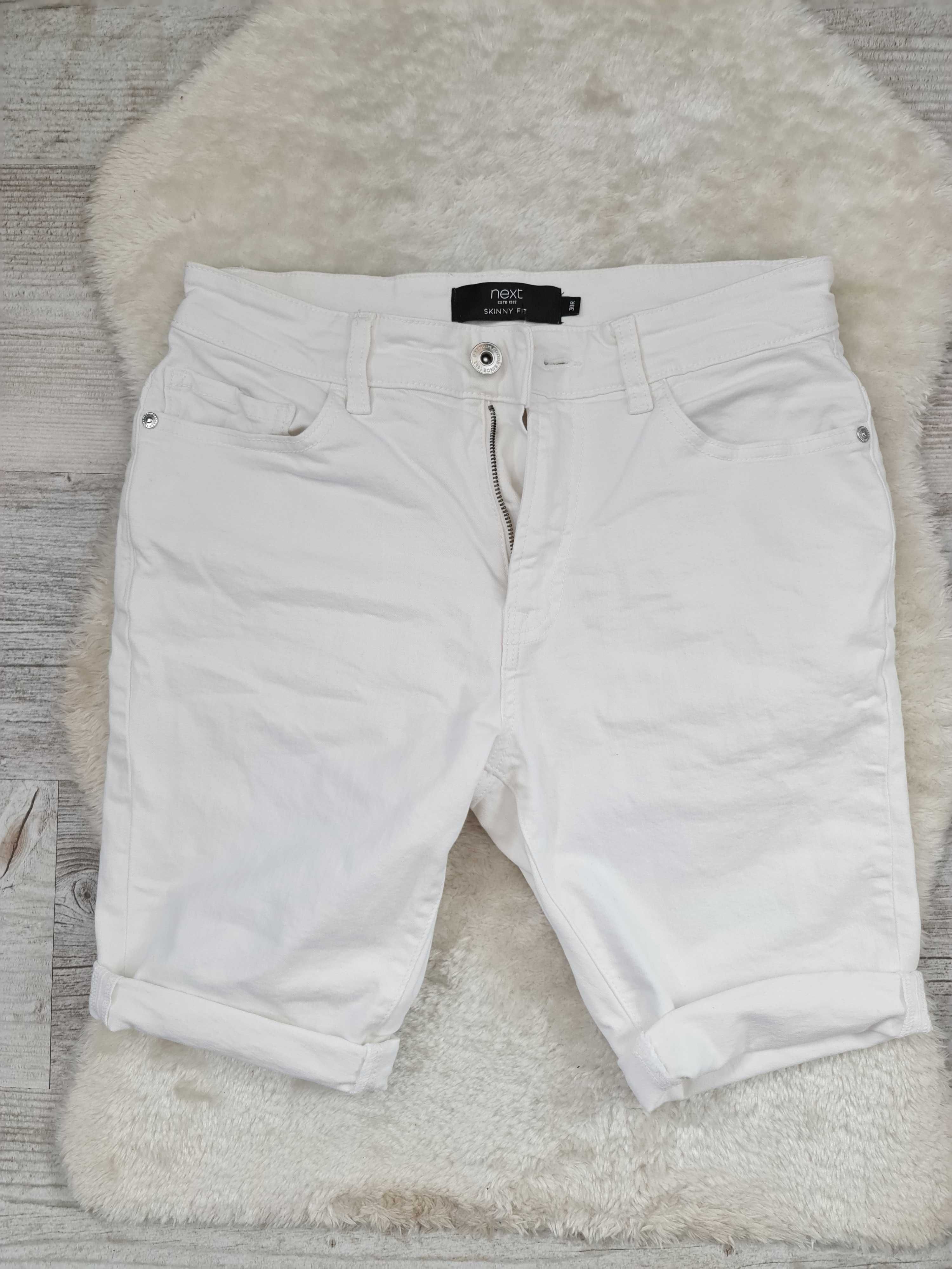 Białe Spodenki Jeans Next Szorty Dżinsowe Rozmiar S / M 30 / 38