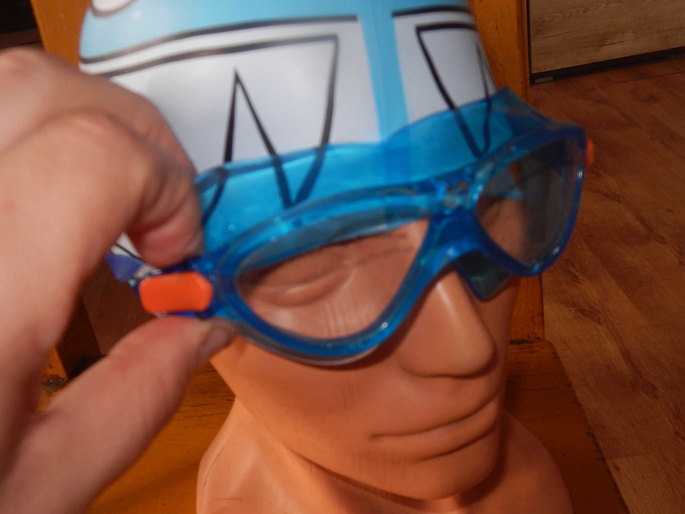 Wyprzedaż-> okularki pływackie plus czepek Rekin zestaw