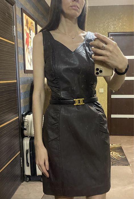 Сукня натуральна шкіра шоколад