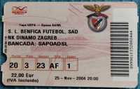 Bilhete - S.L. Benfica vs Dínamo Zagreb de 2004