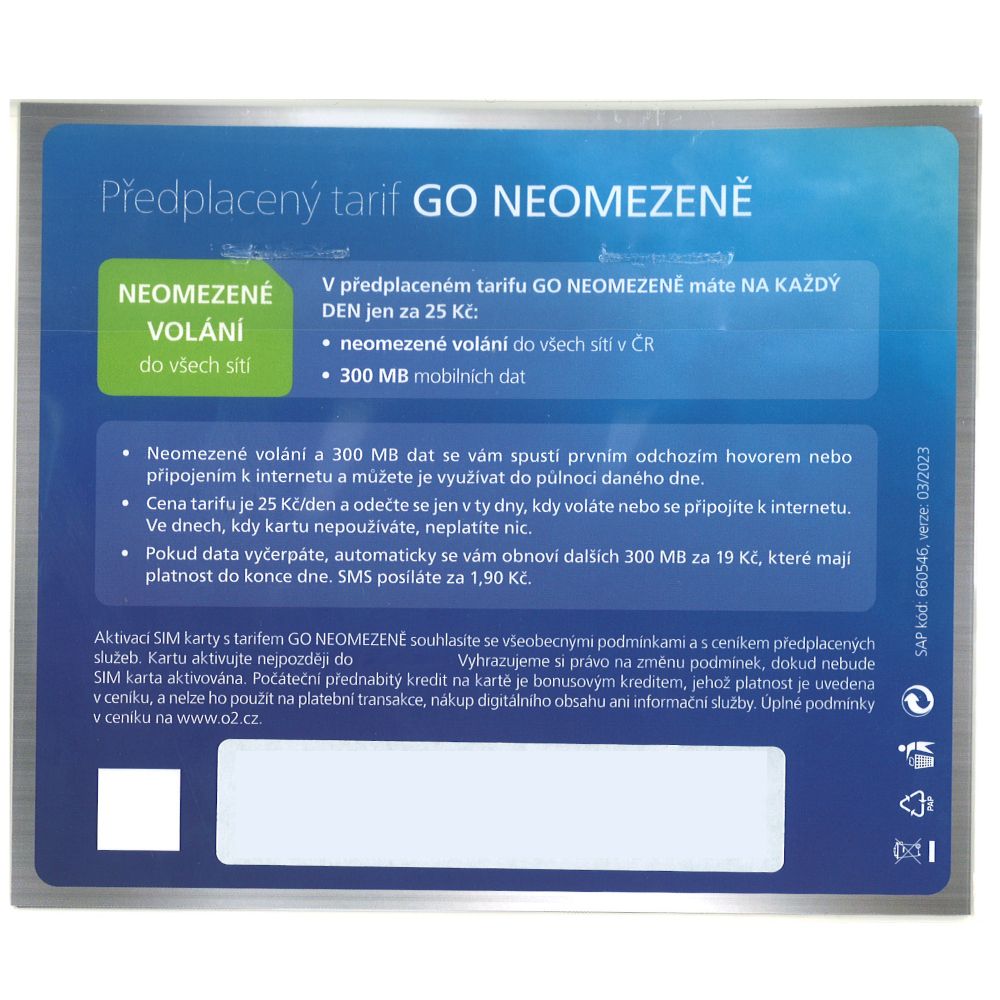 Czeska Karta Sim Czeski O2 Bez Rejestracji Prepaid 25 Czk